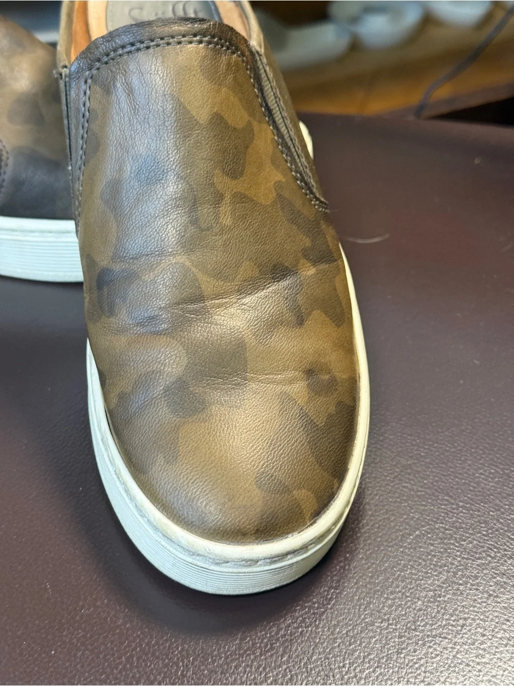 Sofft Camo Leather Slip On Sneakers Mules  Casual Comfort Shoes Size 9